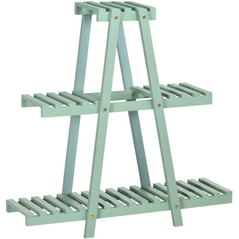 Étagère décorative plantes bois 3 niveaux int/ext, 76x26x76 cm, vert (1/5)