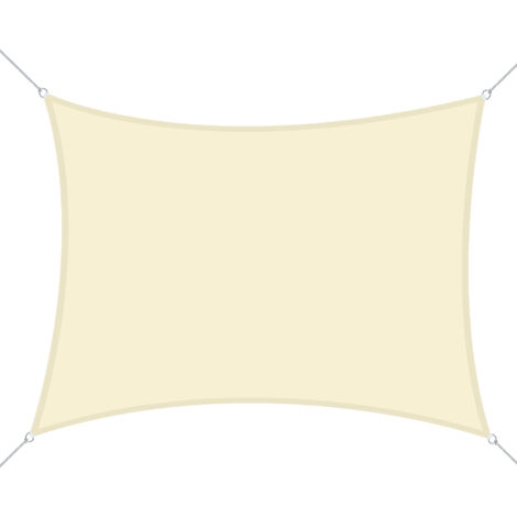 Voile d’auvent rectangulaire 6x4 m Voile ombragée pour terrasse patio de jardin Polyester couleur anti-UV Beige (1/5)