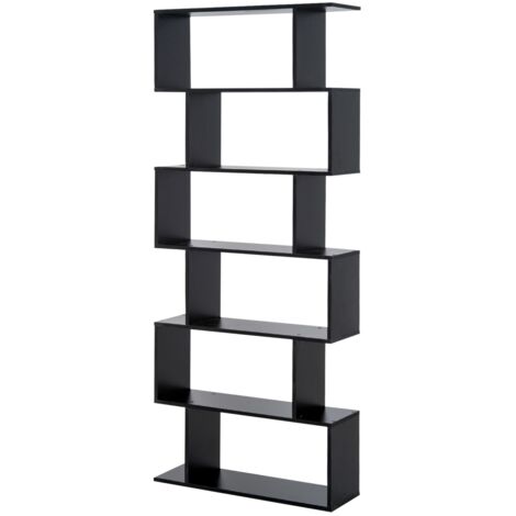 Bibliothèque moderne 6 étagères bureau/salle à manger, 80x23x192 cm, noire (1/5)
