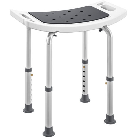 Tabouret douche alliage aluminium plastique antidérapant hauteur réglable 6 niveaux 39-52 cm gris (1/5)