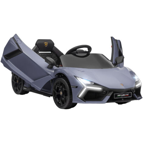 Voiture électrique enfant 3-5 ans conduite souple télécommande klaxon plastique métal grise