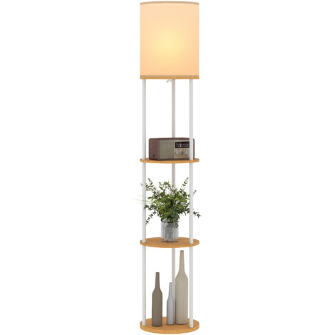 Lampe sur pied avec étagères, 3 températures couleur, télécommande, salon/chambre/bureau, naturel (1/5)