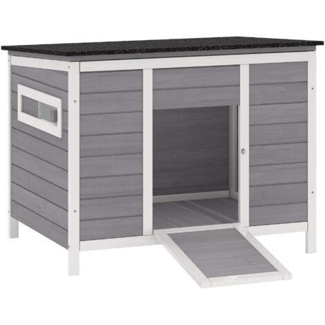Maison canard toit ouvrant, fenêtres, rampe, bois, 93x70x72 cm, multicolore (1/5)