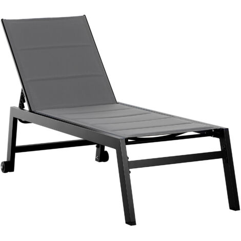 Chaise longue jardin inclinable 5 niveaux couverture rembourrée (1/5)