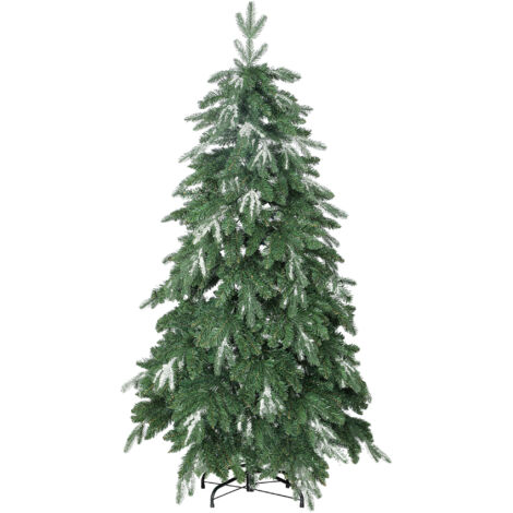 Sapin Noël artificiel 150 cm, branches réalistes, support acier effet neige, base pliable, montage rapide (1/5)
