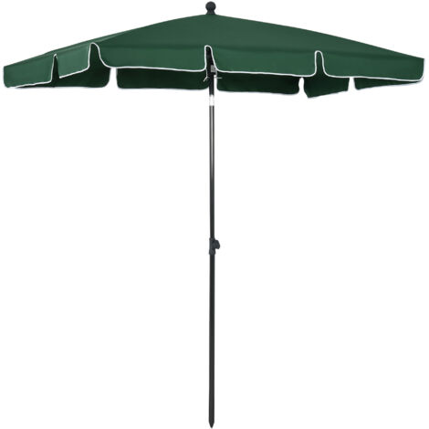Parasol terrasse aluminium 198x130x245 cm rectangulaire inclinable, vert (1/5)