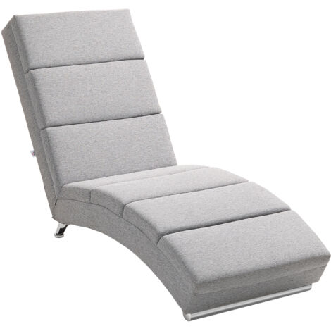 Chaise longue inclinable avec dossier haut. Épais rembourrage et jambes métalliques. Gris clair (1/5)