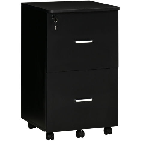 Unité tiroirs bureau auxiliaire 2 tiroirs clés bureau étude, 43x45x72 cm, noir (1/5)