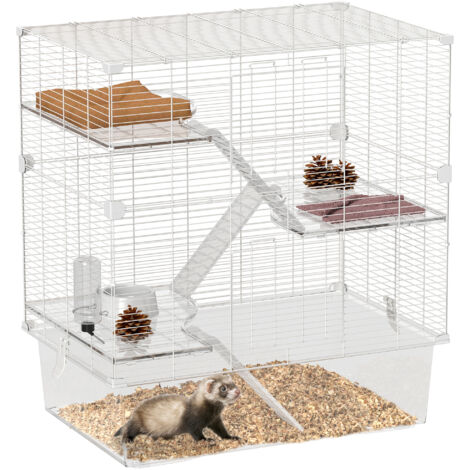 Cage rongeurs plusieurs niveaux accessoires inclus hamster acier PET PS 73x47x80 cm blanche