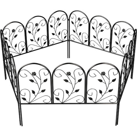 Clôture jardin décorative 5 panneaux 80x60 cm animaux fleurs patio panneaux antirouille noir (1/5)