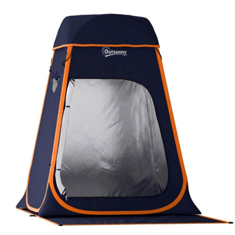 Tente douche portable pop up toilette camping pliable toit amovible poche sac 152x152x200 cm bleu foncé