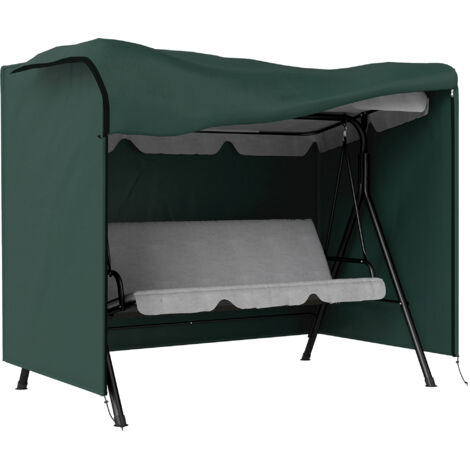 Cache-bascule jardin couvercle zippé mobilier extérieur, 205x124x164 cm, vert foncé (1/5)