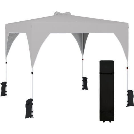 Pavillon escamotable 3x3 m bouches aération sacs sable + sac oxford/métal, gris foncé (1/5)