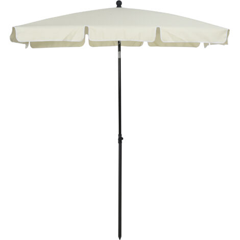 Parasol terrasse aluminium 198x130x245 cm rectangulaire inclinable, beige (1/5)