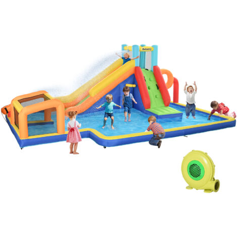 enfants 3-8 ans toboggan mur porte panier tissu Oxford 590x460x220 cm (1/5)