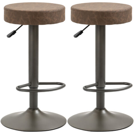 Lot de 2 Tabourets de Bar, Repose-Pieds, Pivotants, Hauteur Réglable, 35 x 36 x 64–85 cm, Marron (1/5)