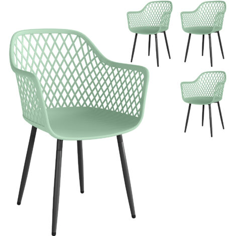 Lot 4 chaises jardin dossier diamant accoudoirs, vert (1/5)