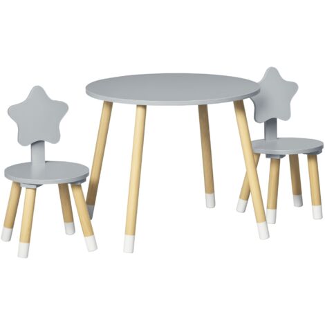 Table 2 chaises enfants dès 18 mois meubles bois facile assembler chambre enfants gris (1/5)