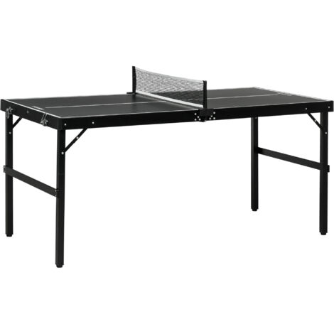 Table ping-pong pliante cadre alu avec filet, int/ext, 152x76x72 cm, noir