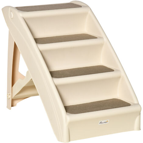 Rampe portable chiens/chats, tapis antidérapant, lit/canapé, charge 20 kg, 62x38x49,5 cm, beige (1/5)