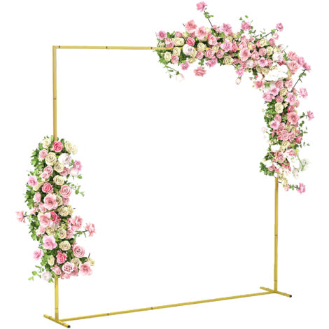 Arche jardin roses/mariage métal, résiste intempéries, décoration patio, 200x40x200 cm, or (1/5)