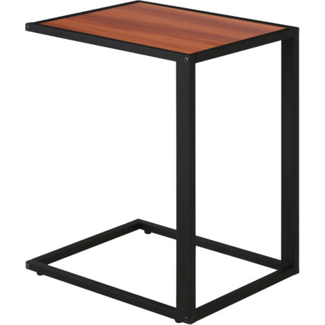 Petite table appoint forme c structure métal planche mdf, 40,6x50,8x64,2 cm, noyer (1/5)