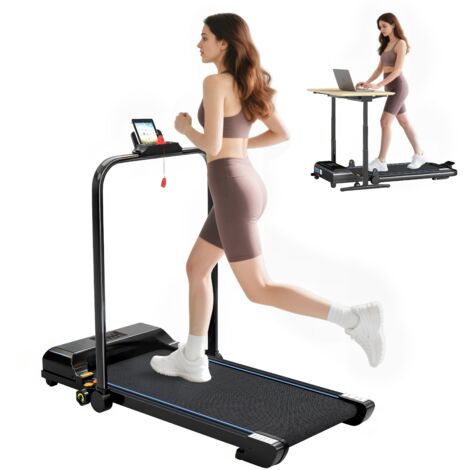 Tapis course pliant 2,5 ch, écran LED, vitesse réglable max 10 km/h, télécommande, noire (1/5)