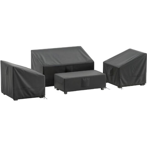 Couvre-meubles jardin 4 pièces imperméables noirs (1/5)
