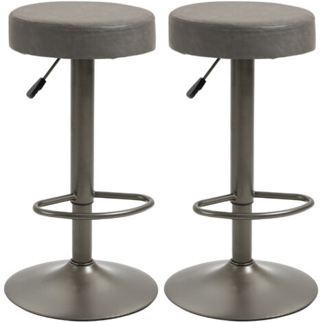 Lot de 2 Tabourets de Bar, Repose-Pieds, Pivotants, Hauteur Réglable, 35 x 36 x 64–85 cm, Gris (1/5)