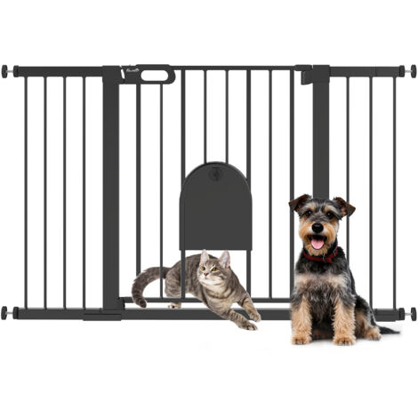 Barrière sécurité chiens petite porte escaliers portes 75-131 cm 3 rallonges, noires (1/5)