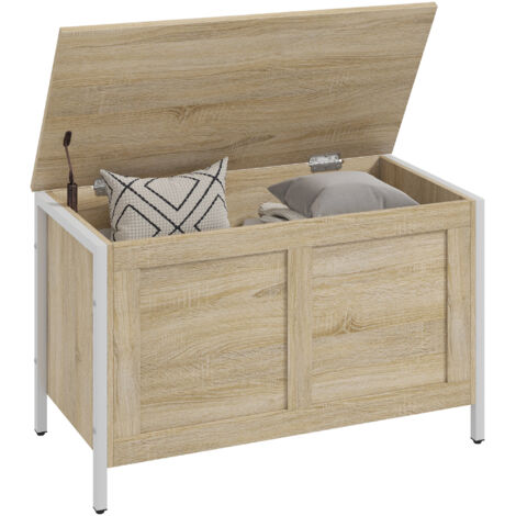 Coffre rangement chambre 95 L couvercle établi rangement charnière sécurité, 80x40x50 cm, chêne (1/5)