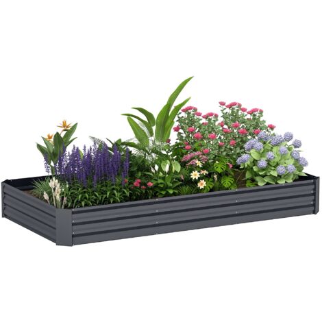 Plate-bande surélevée acier 835 L fond ouvert 240x120x30 cm gris argent (1/5)