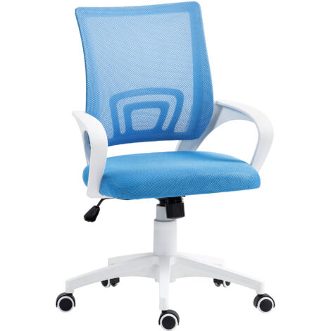 Chaise bureau maille pivotante fonction oscillante hauteur réglable charge accoudoir 120 kg, bleu clair (1/5)