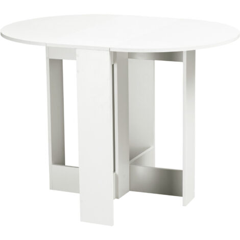 Table pliante à manger cuisine pliante 2 ailes pliantes 2-4 personnes, 104x76x73,7 cm, blanc (1/5)