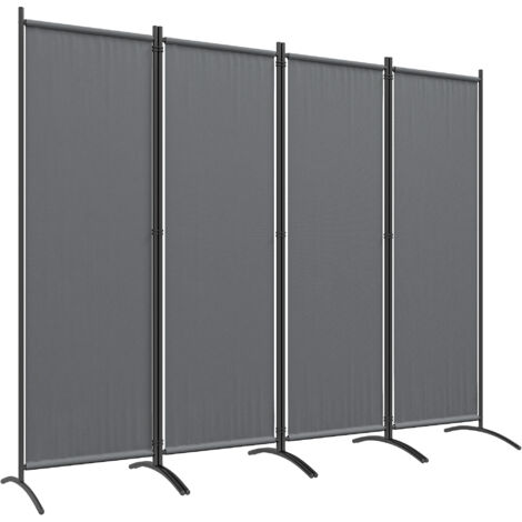 Paravent pliant 4 panneaux, 221x50x172 cm, gris foncé (1/5)