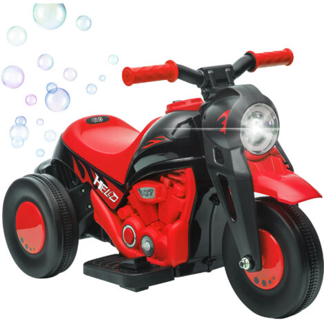 Moto électrique enfant 2-5 ans 3 roues 6 V 3 km/h fonction bulles effets lumineux sonores rouge (1/5)