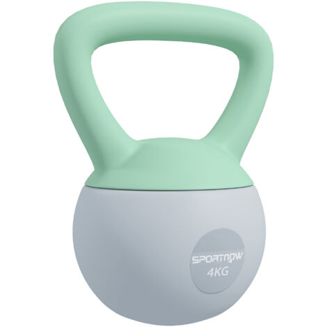 Kettlebell 4 kg, sable métallique, manche antidérapant, entraînement maison, 19x15x25 cm, vert/gris (1/5)