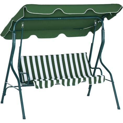 Balançoire extérieure baldaquin imperméable ajustable cadre acier balcon/patio, 170x110x153 cm, vert (1/5)