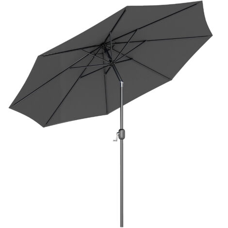Parasol jardin 3x2,5 m inclinable manivelle métal polyester gris argent (1/5)