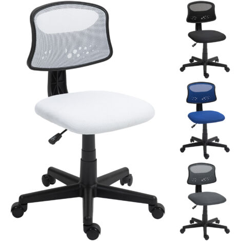 Chaise bureau sans accoudoirs pivotants dossier maille respirante hauteur réglable, blanc (1/5)