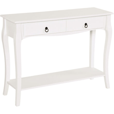 Armoire console entrée blanche, 2 tiroirs, Casa Wood, 100x33x75 cm. Moderne. (1/5)