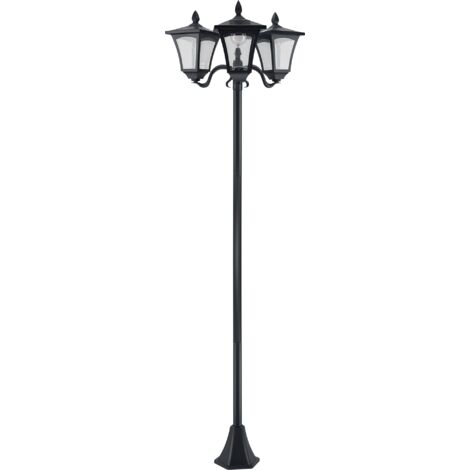 Éclairage solaire de jardin avec 3 lampes LED Étanche IP44 capteur de nuit lanterne extérieure 51,5x47x182,5cm noire (1/5)