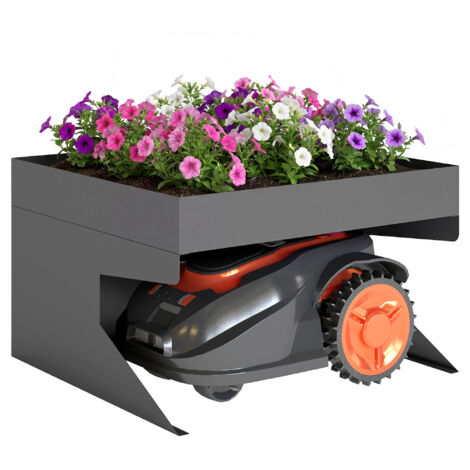 Garage tondeuses robotisées jardinière garage robuste acier galvanisé noir