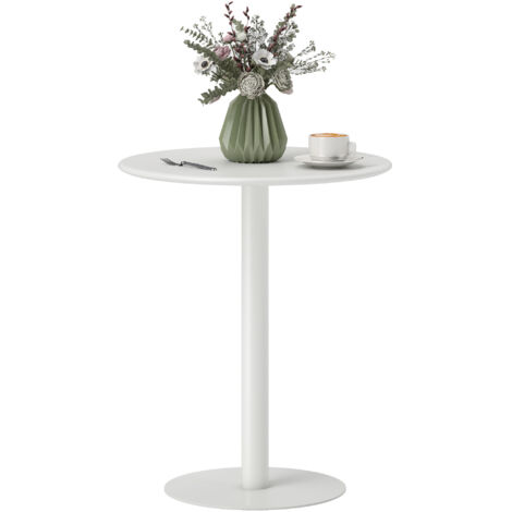 Table ronde 2 personnes acier int/ext, Ø60x72 cm, blanc (1/5)