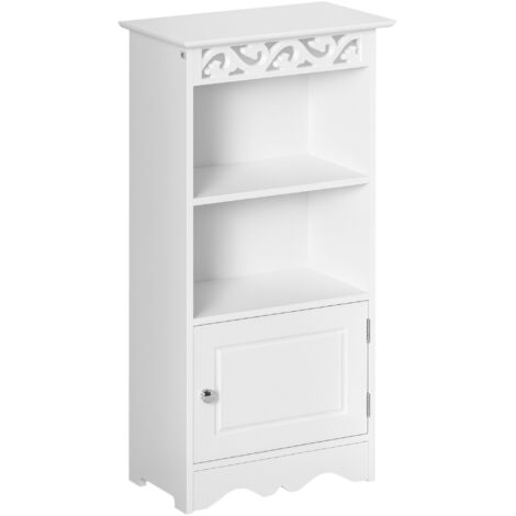 Armoire au sol, meuble 2 étagères, porte MDF blanc, 40x23x80 cm, blanche (1/5)