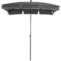 Parasol terrasse alu 198x130x245 cm rectangulaire inclinable, gris