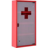 Armoire de Premiers Secours, Armoire à Pharmacie en Acier Inoxydable avec Serrure, Coffre 3 Modèles