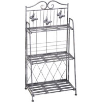 Jardinière étagère 3 étagères balcon jardin pliante gris argent