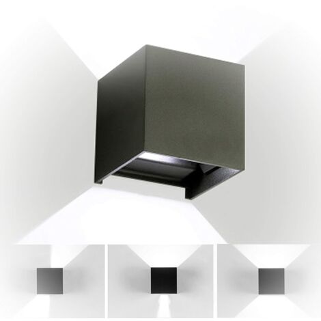 12W Led Applique Murale Up and Down Design Réglable Luminaires, Lampe Murale Moderne en Aluminium Interieur pour Chambre Maison Salon Couloir Escaliers - Noir et Lumière froid