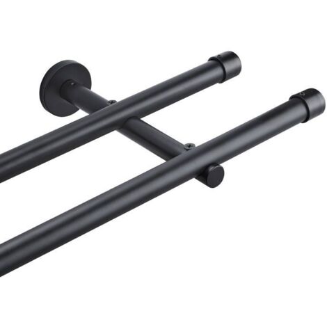 Tringle à rideau - CTLITE - 240 cm - Acier inoxydable - Noir - Design contemporain